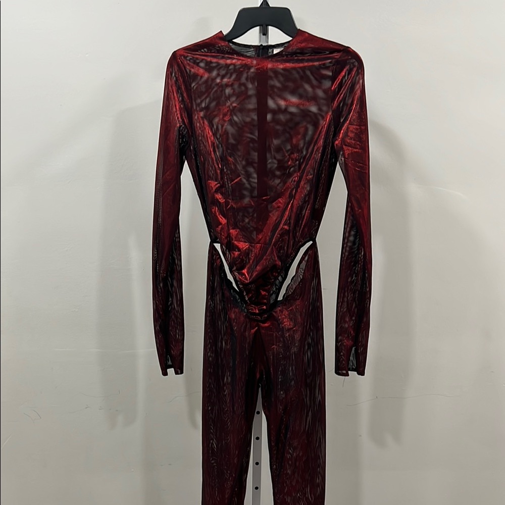 LaQuan Smith Hip Cut Out Jumpsuit in Red - Picture 2 of 11